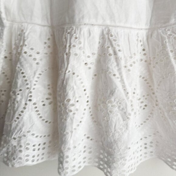 Hatley White Cotton Eyelet Detail Boho top Organic Cotton XS made in India XS - Picture 7 of 7